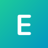 The letter 'E' on a gradient background moving from light green in the top left of the image to light blue at the bottom right