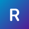 The letter 'R' on a gradient background moving from light blue in the top left of the image to dark blue at the bottom right